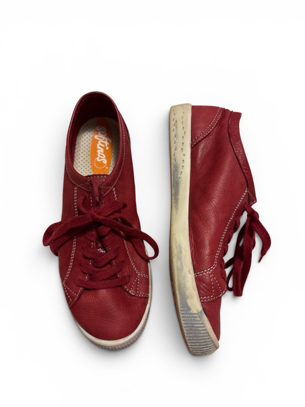 Softinos Isla Red Leather Lace Up Sneakers 6.5 Comfort Shoes by Fly London